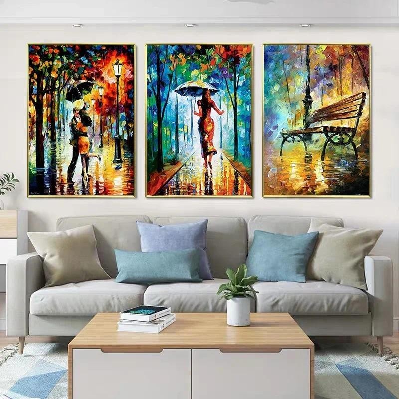 

Forest Street Rainy Abstract Landscape Canvas Paintings Posters and Prints Wall Art Pictures for Living Rome Home Cuadros Decor