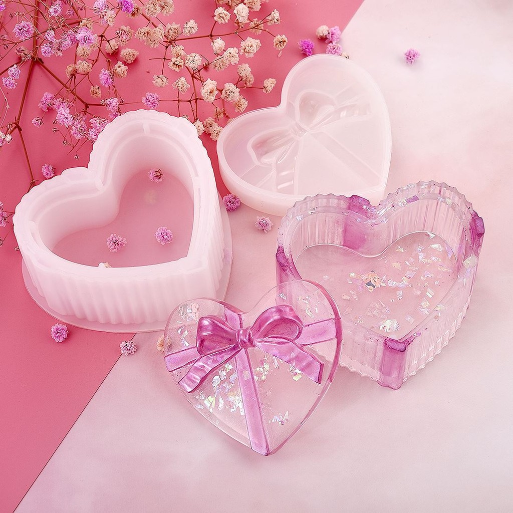 

Silicone Mold Resin Jewelry Storage Box Heart Round Square Oval Shape DIY Epoxy UV Box Jewelry Making Tool Resin Mold