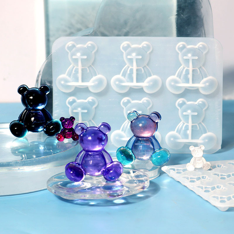 

DIY Crystal Epoxy Resin Mold Bear Earring Brooch Hairpin Violent Bear Silicone Mold