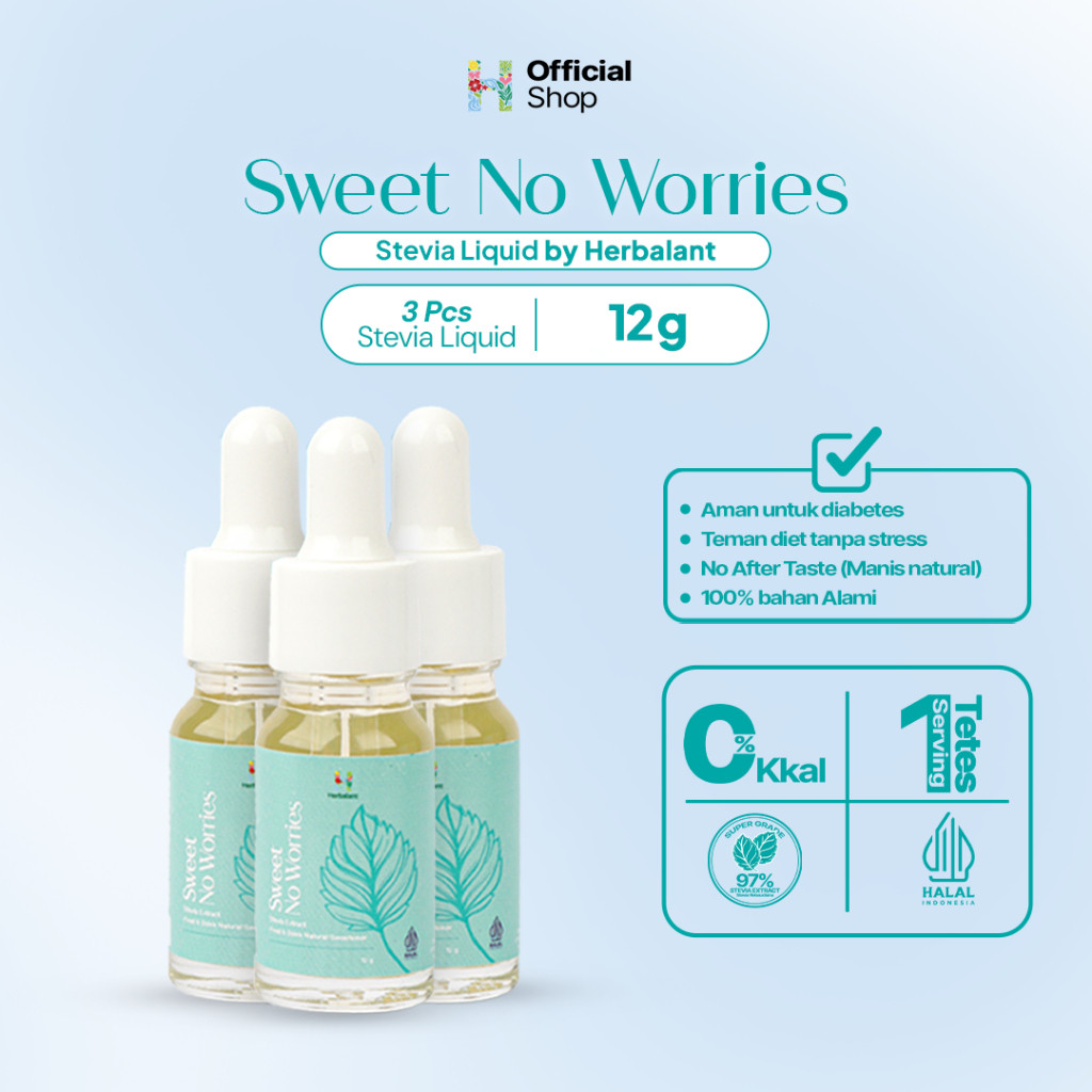 

New PAKET HEMAT - 3 Herbalant Stevia 12 gr | Stevia Cair | Stevia Tetes | Gula diet | Gula steviaPremium