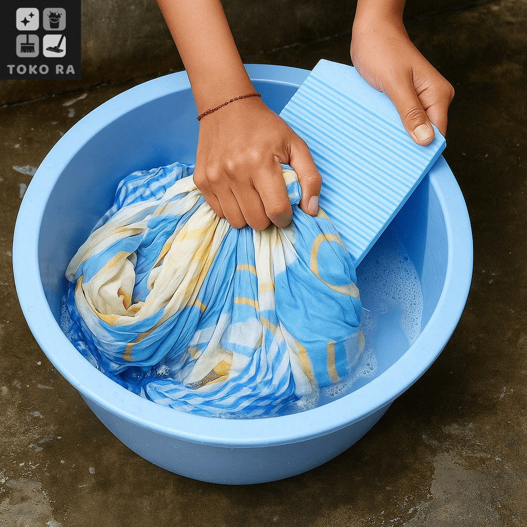 RA Bak Baskom cuci baju / Ember cuci baju dengan papan penggilas