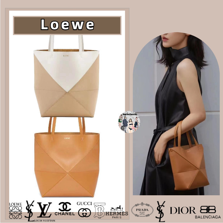 Loewe / Puzzle Folding Series / Kulit Anak Sapi / Tas Tote / Tas Bahu / Ukuran Sedang / Unisex Garan
