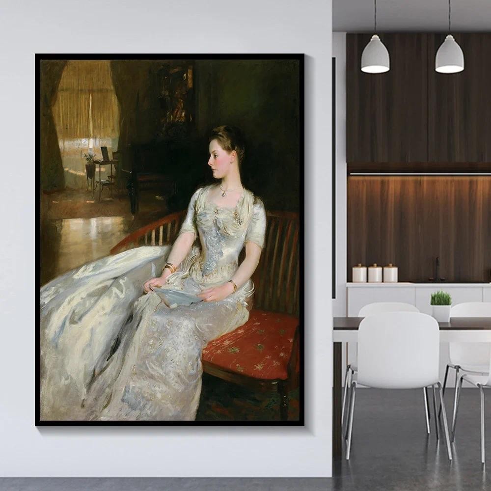 

John Singer Sargent " Mrs Cecil Wade " Canvas Oil Painting Aesthetics Artwork Picture Print Poster Home Living Room Decoration