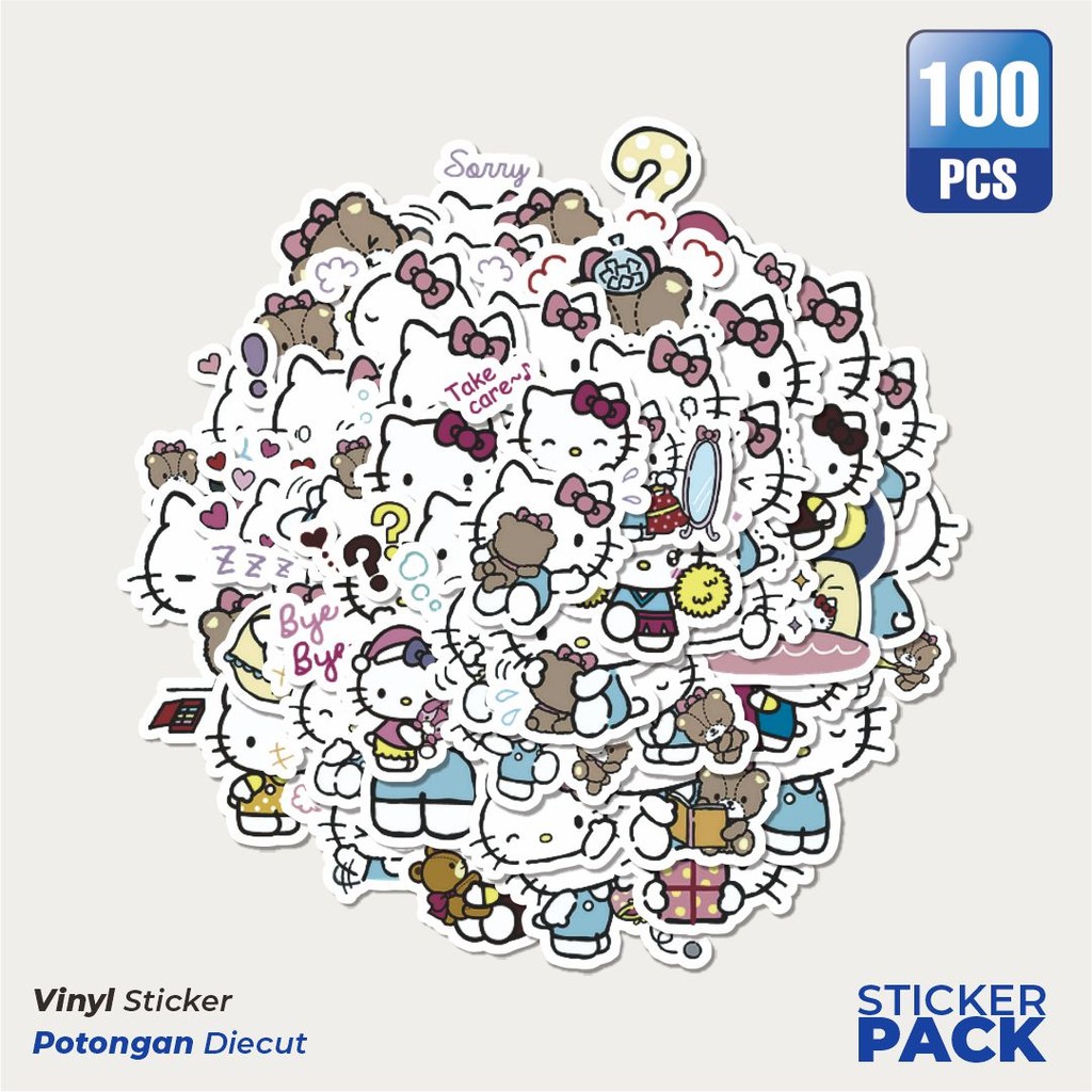 

Super Hemat! 100 PCS Stiker Hello Kitty V1 Waterproof Aesthetic- Untuk Laptop, Motor, dan Helm - Paper Stationery Pack
