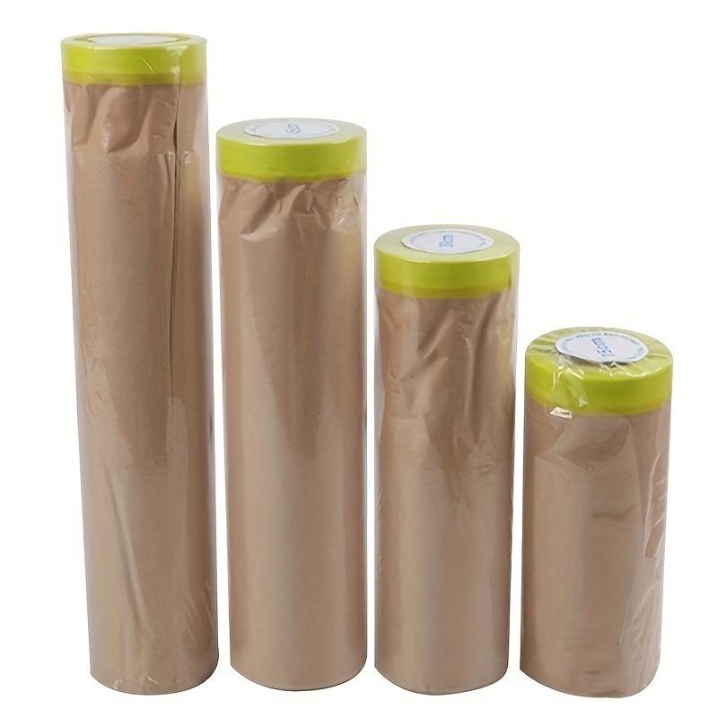 

Pre-adhesive masking paper for painting - tape and draped paint paper, paint adhesive protective paper rolls