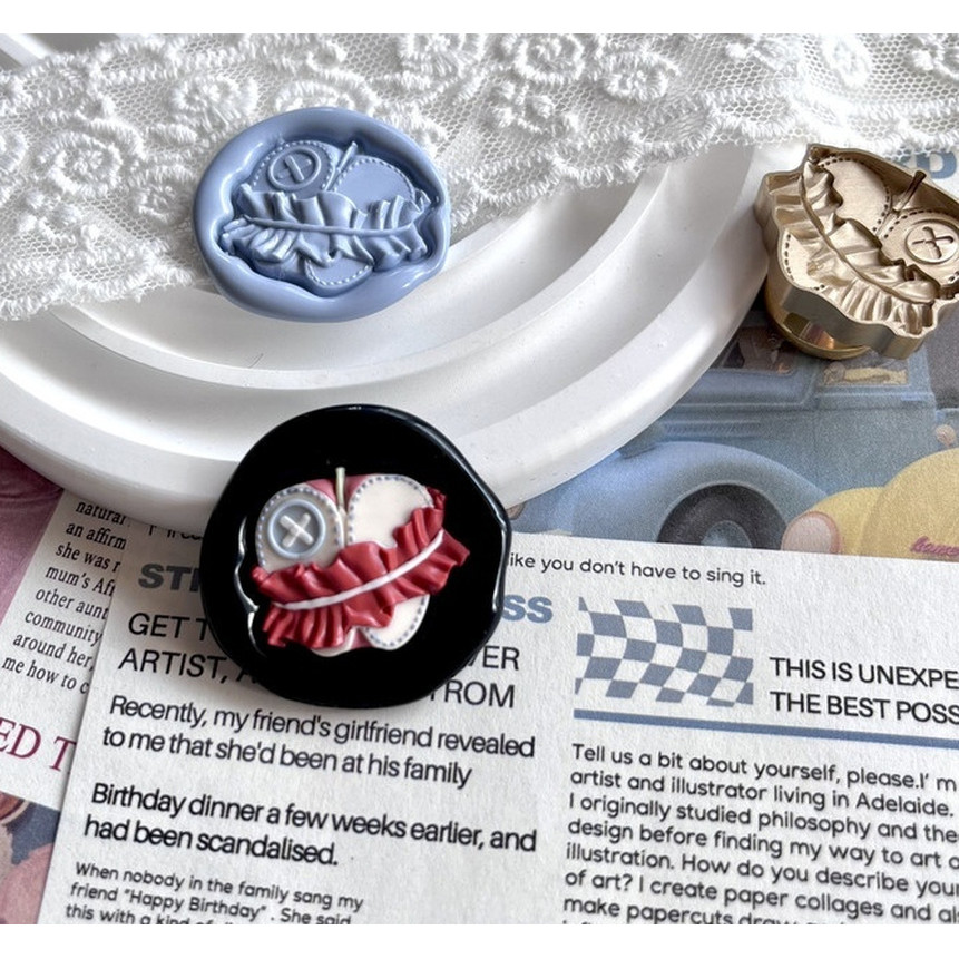 

3D Apple Wax Seal Stamp Copper Head Special-Shaped Novelty Relief Diy Toy Invitation Scrapbook Envelope Decoration Sealing Wax