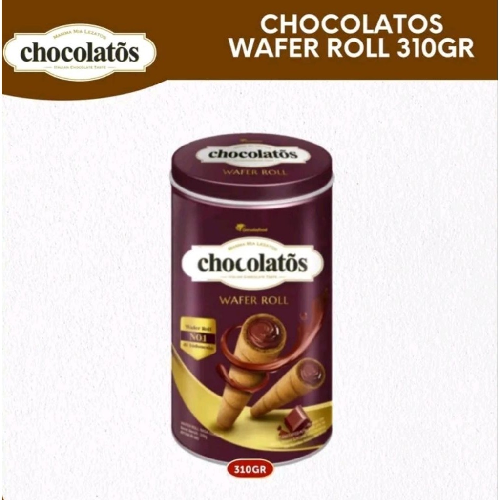 

Chocolatos Wafer Roll 310g Kaleng Exp.2026