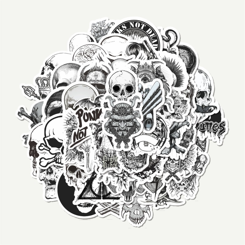 

Sticker Pack Stiker Punk Skull & Monster Art Classical Black & White | Sticker TUMBLR | Stiker LAPTOP KOPER HELM