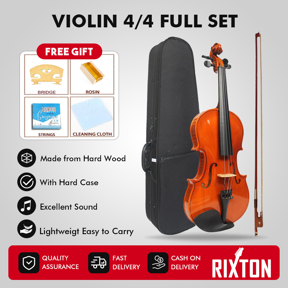 RIXTON musik profesional biola 4/4 Set penuh Rosin bebas mengepak instrumen orkestra
