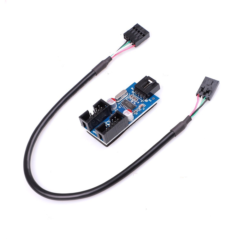 USB Hub USB Splitter USB2.0 9Pin to Dual 9Pin Hub Adapter Riser Motherboard USB 9Pin Header Connecto