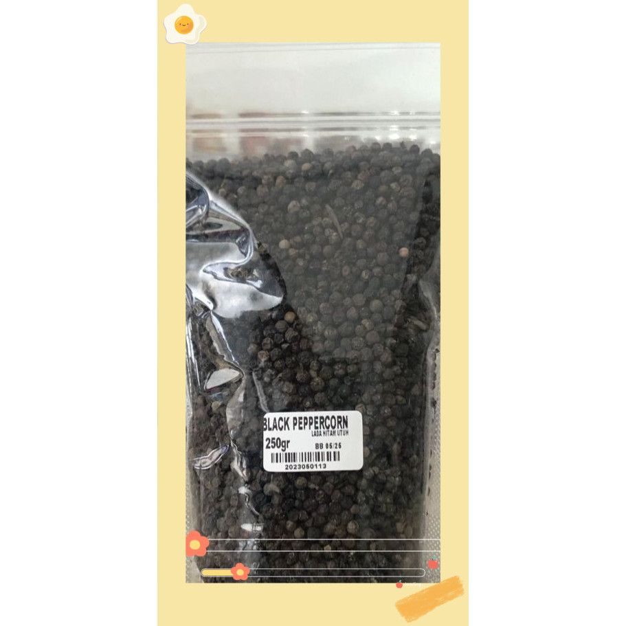 

Merica Hitam Butir Utuh 250 gr / Black Peppercorn 250 gr / Lada Hitam Utuh / Black Pepper Whole