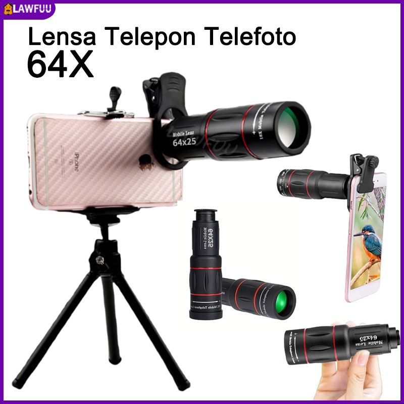 APEXEL 64X Lensa Telepon Telefoto Lensa Pembesaran Tinggi Definisi Tinggi Untuk & iPhone Dan Android