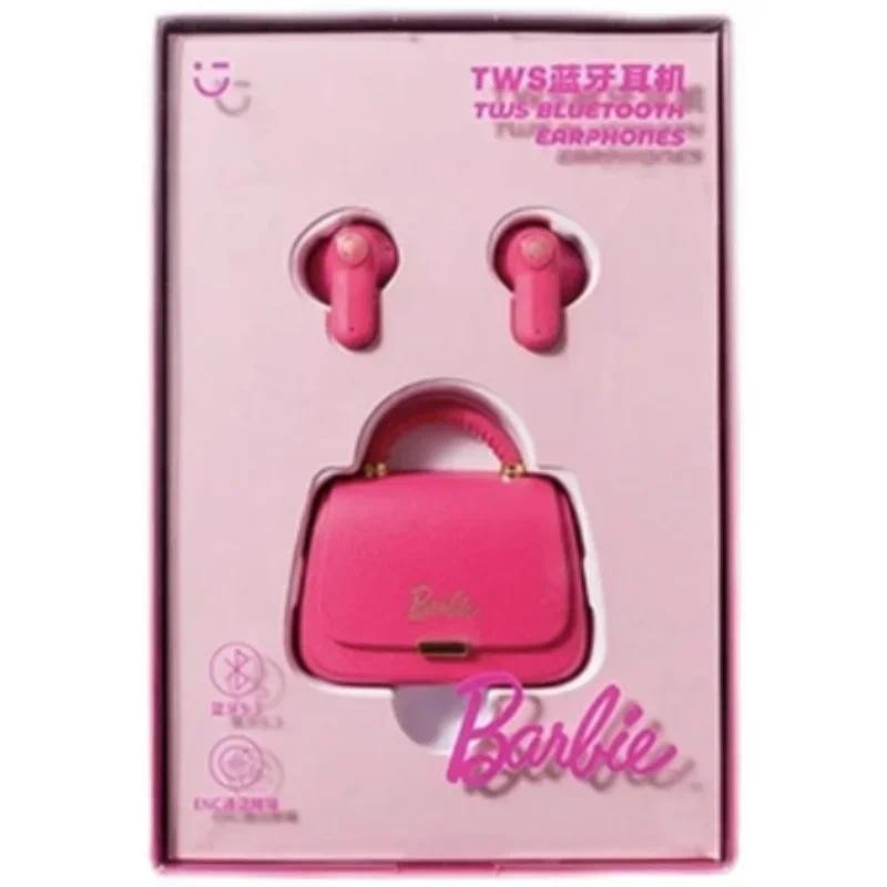Genuine MINISO Barbie Series TWS Bluetooth Headphones Pink Cute Creative Handbag Shape in-Ear Earplu