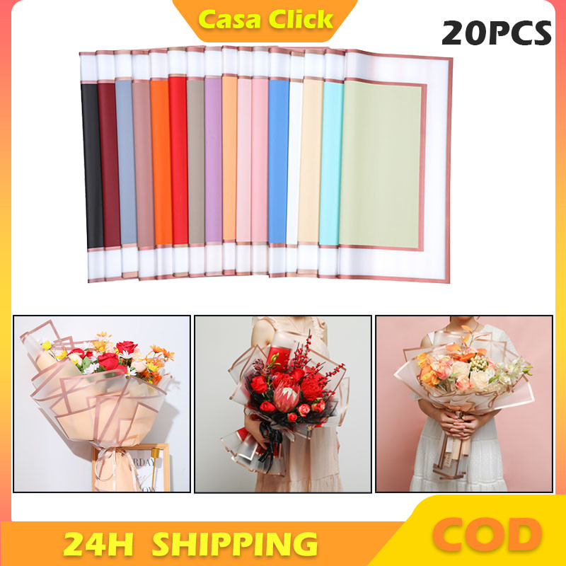 

Kertas Buket Transparent Double Frame Cellophane Double List Flower Gold Line Wrapping Paper Buket Perpack