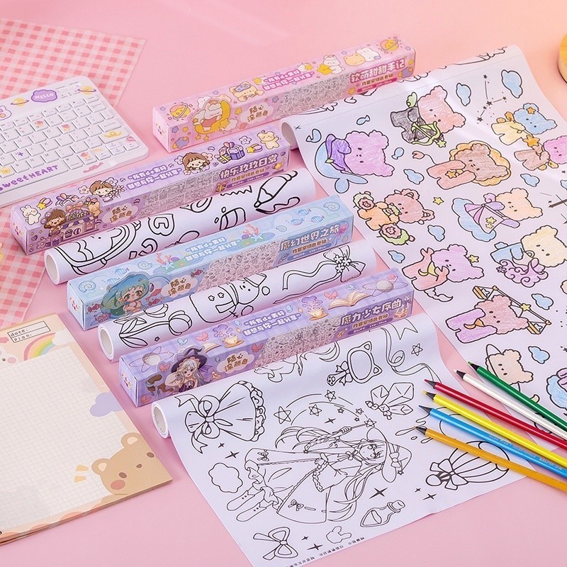 

SSM Childrens Coloring Roll Roll Stickable Doodling Scroll Coloring Drawing Kertas Roll Kado Ulang Tahun Anak Laki-Laki Dan Perempuan