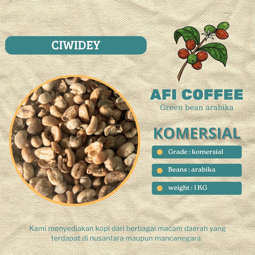 

Green bean arabika komersial Ciwidey | biji kopi mentah 1kg