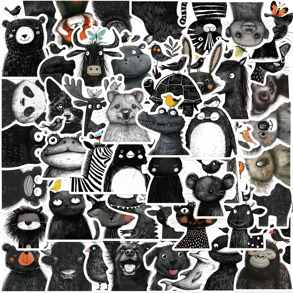 

50pcs line Animals Stickers Simple Cartoon Stickers For Laptop Suitcase Skateboard Guitar Cartoon Stickers Kid Gift Toys
