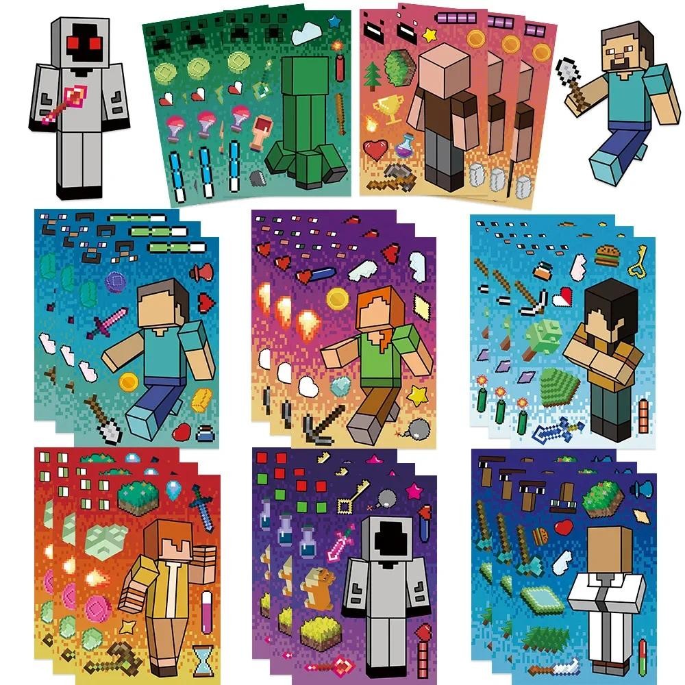 

8Sheets My World Game Puzzle Stickers Make-A-Face DIY Assembly Fun Children's Puzzle Account Material Waterproof Stickers