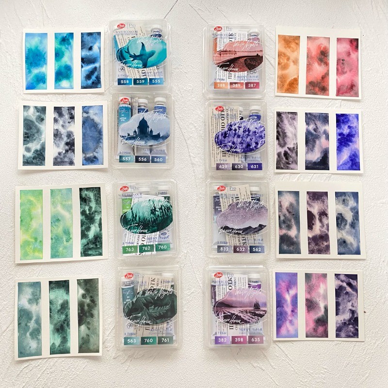 

3 Pack Russian White Night Artist Watercolor Original 10ML/Tube Precipitated Layered Pigment Color Art Supplies for Artist