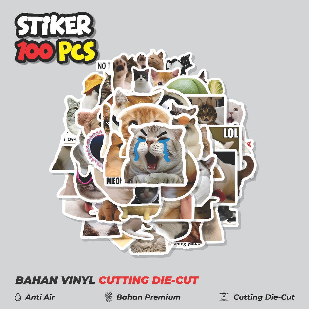 

Terbaru! 50 pcs Stiker Funny Cats Series [Seri Kucing Lucu] Dekorasi Lucu Kreatif untuk Notebook, Skateboard, HP