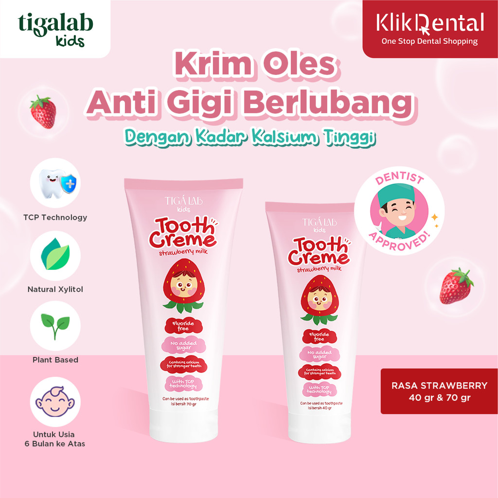 KLIK DENTAL Tigalab Tooth Creme/ Pembersih Mulut Anak/ Pasta Gigi Anak/ Pencegah Gigi Bolong