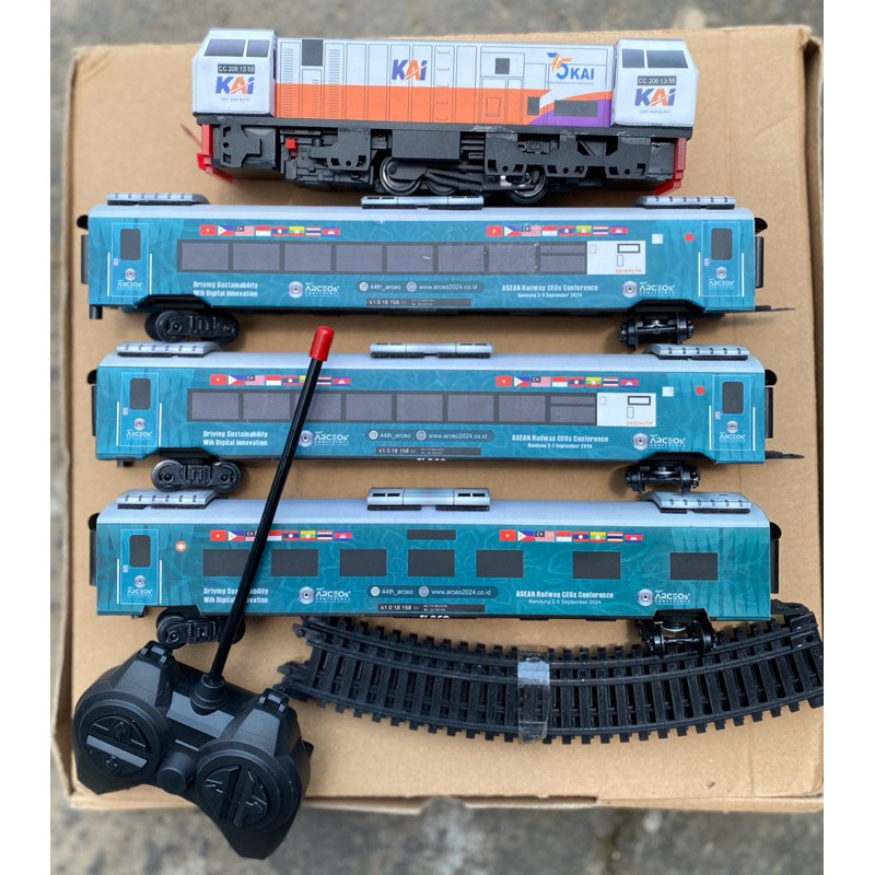 SEVS.QOR paket Rangkaian murah Mainan Kereta Api Indonesia RC,Kereta api mainan Remot control,Lokomo