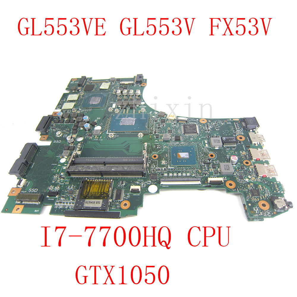 yourui For ASUS GL553VE GL553V FX53V ZX53V Laptop Motherboard with I7-7700HQ CPU GTX1050 GPU GL553VD