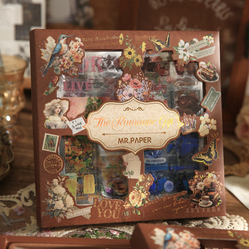 

Mr. Paper, 100pcs/box,romantic Floral Themed Retro Sticker Gift Box, Decorative Scrapbook Phone Case Student Literature Gift Box