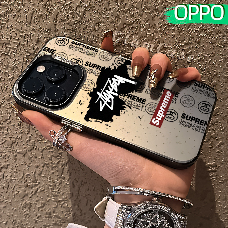 Kekinian Alfabet Glossy Hologram PC Case OPPO A18 A57 A16 A15 A17 A60 A3x A3s A5s A54 A53 A12 A31 A5