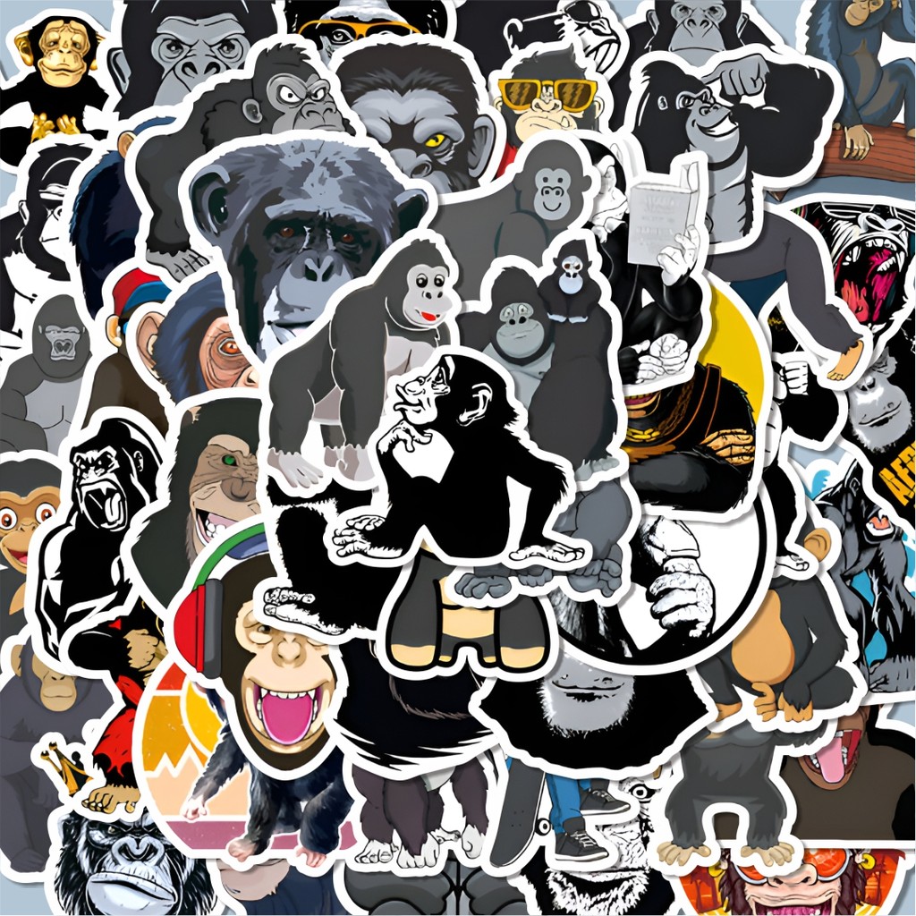 

100PCS Lucu Stiker Simpanse Stiker Aesthetic Stiker Anti Air Stikers Berperekat Waterproof sticker decal buat Motor Helm Buku Journal Koper Casing HP Laptop Botol Minum Hadiah anak