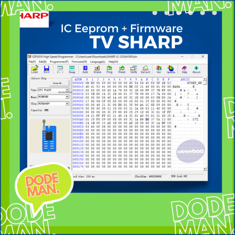 IC Eeprom Plus Firmware TV SHARP Siap Pakai - DODEMAN