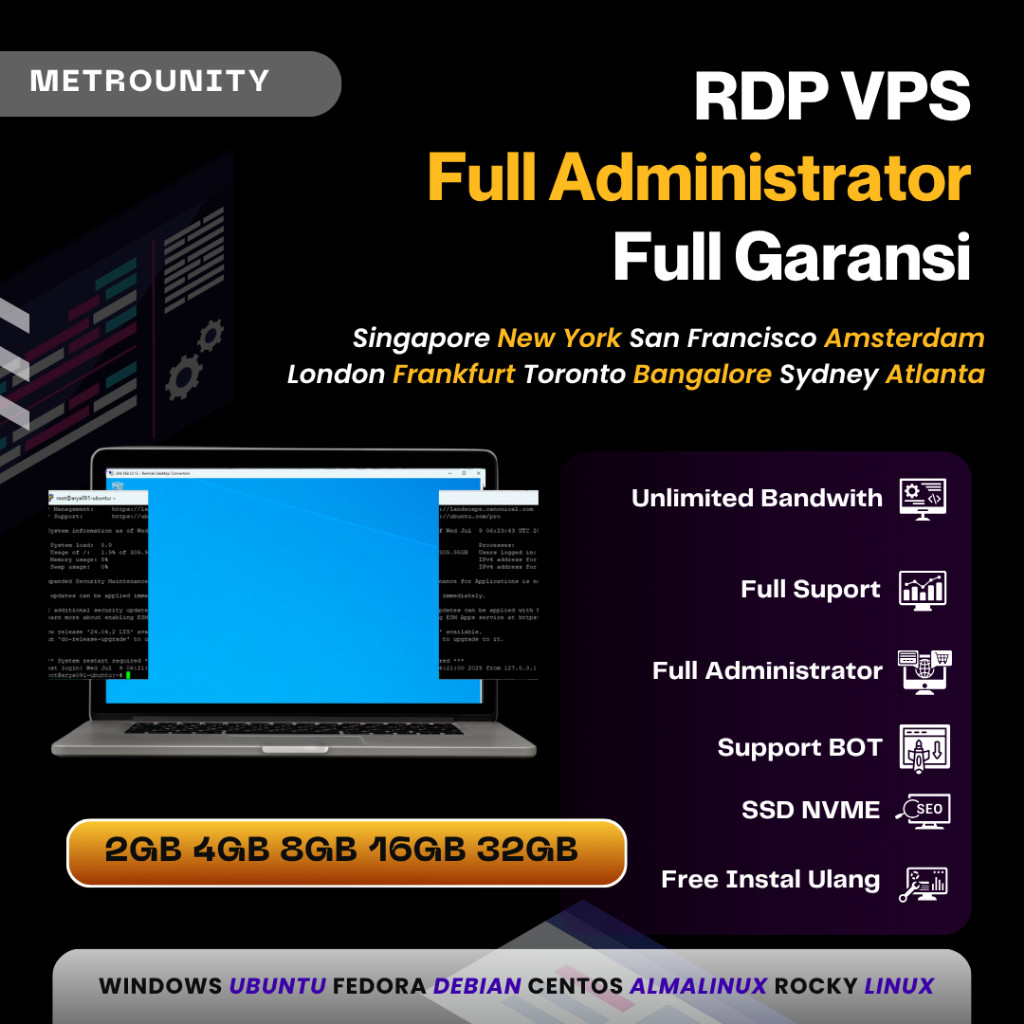 RDP Windows 1 Bulan FULL GARANSI