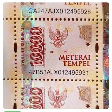 

Materai / Meterai tempel nominal 10000 100% original asli POS satuan