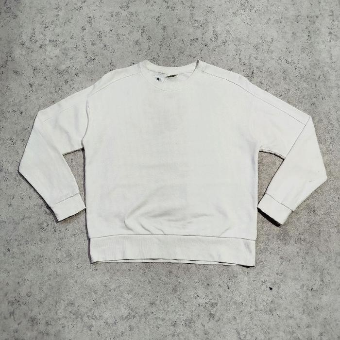 crewneck pria Putih TBJ NEARBYsweater pria Basic murah bagus