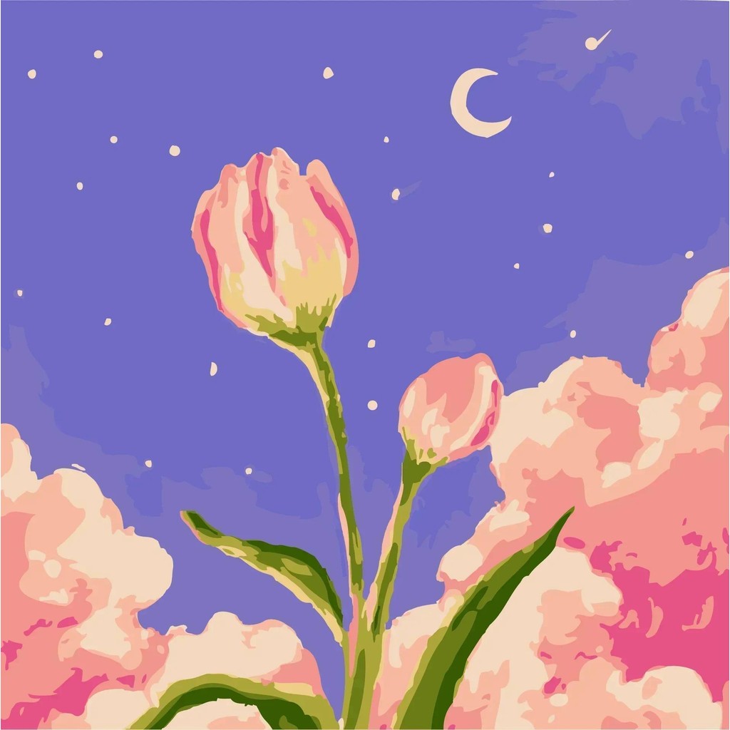 

Tulip DIY Digital Oil Painting, Acrylic Flower Painting, Hand-filled Landscape, Hand-made, 00227