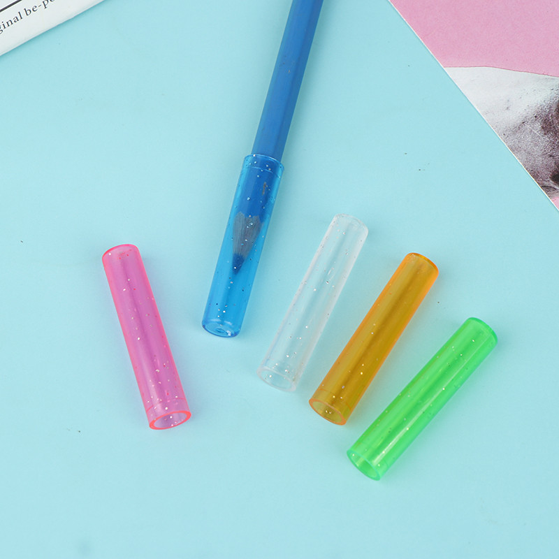 

20pcs Polychrome Protector Cap Pencil Plastic Cover Pen Protective Protection School Office Supplies