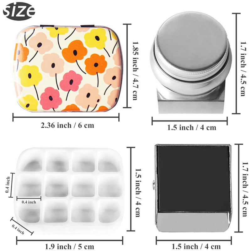 

Abcyportable Mini Tin Box,12-Well Empty Watercolor Palette,Small Paint Storage Kits With Magnetic Clip And Oil Pot