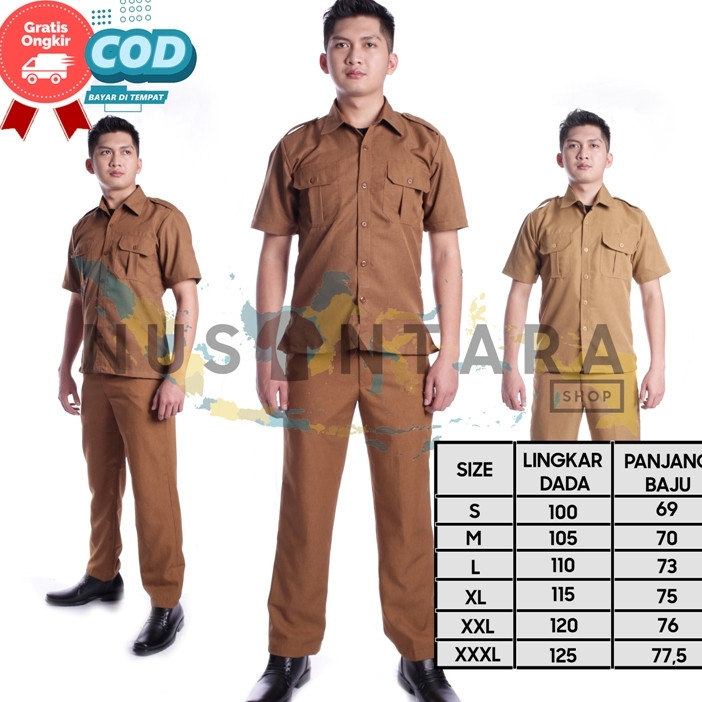 Seragam Pns Pria Seragam Pdh Guru Pria Warna Khaki Tua Keki Muda Lengan Pendek
