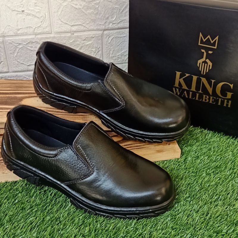 PROMO SEPATU SAFETY BOOTS KING WALLBETH slip on 100% KULIT ASLI home industri Cibaduyut Bandung gros