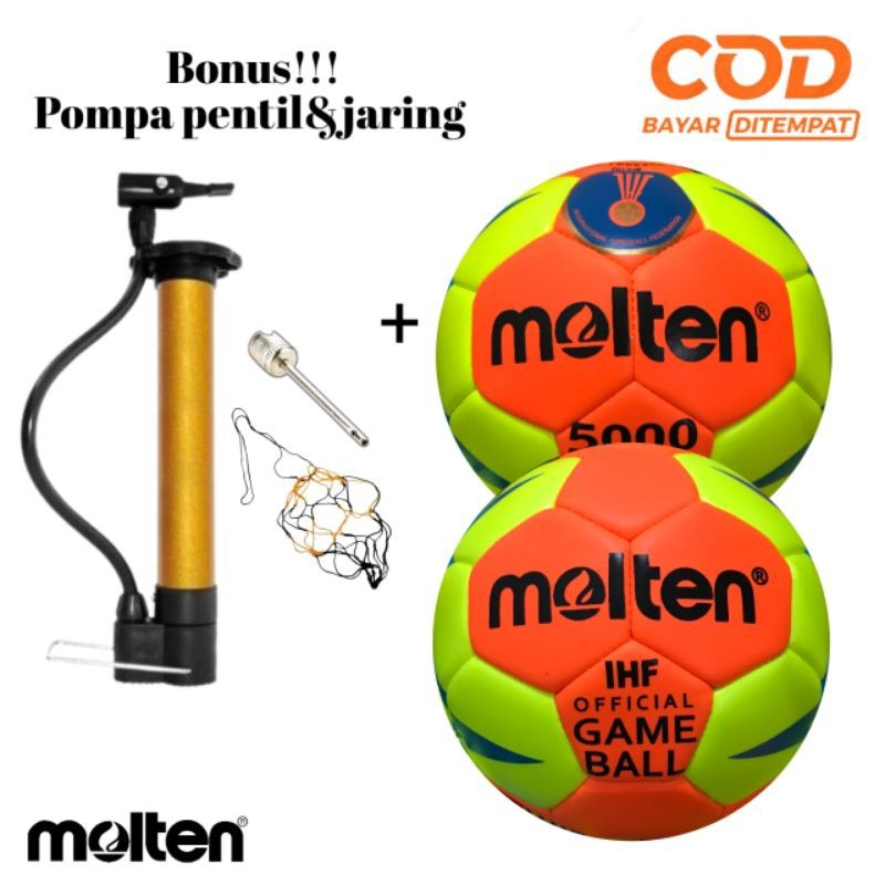 

BOLA HANDBALL TANGAN MOLTEN 5000 SIZE 1 2 3/GRATIS POMPA PENTIL&JARING #n6
