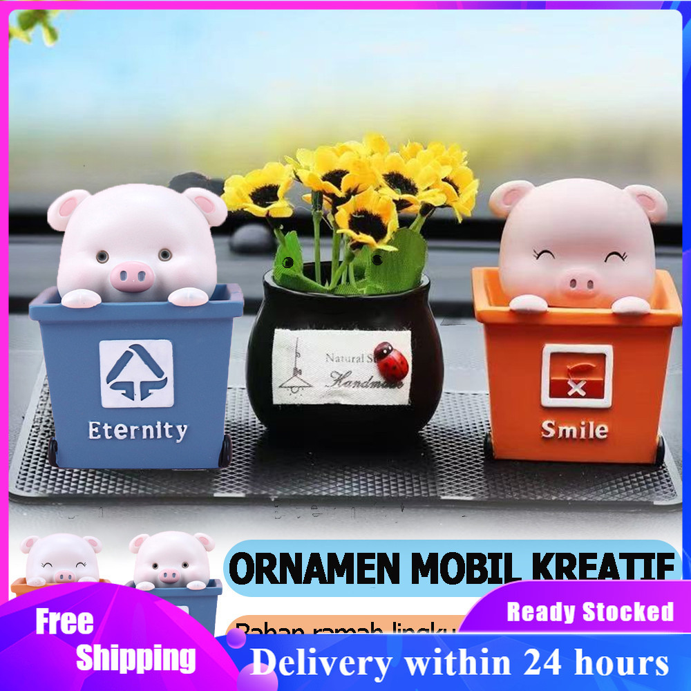 3D Pajangan Dashboard Shake Pig Babi Goyang | Hiasan Mobil
