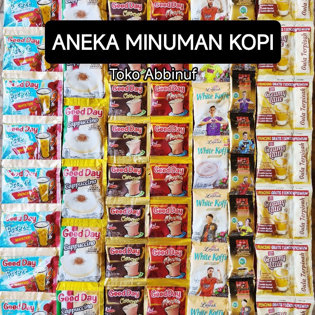 

ANEKA MINUMAN KOPI - GOOD DAY CAPPUCINO MOCACINO FREEZE - LUWAK HITAM WHITE