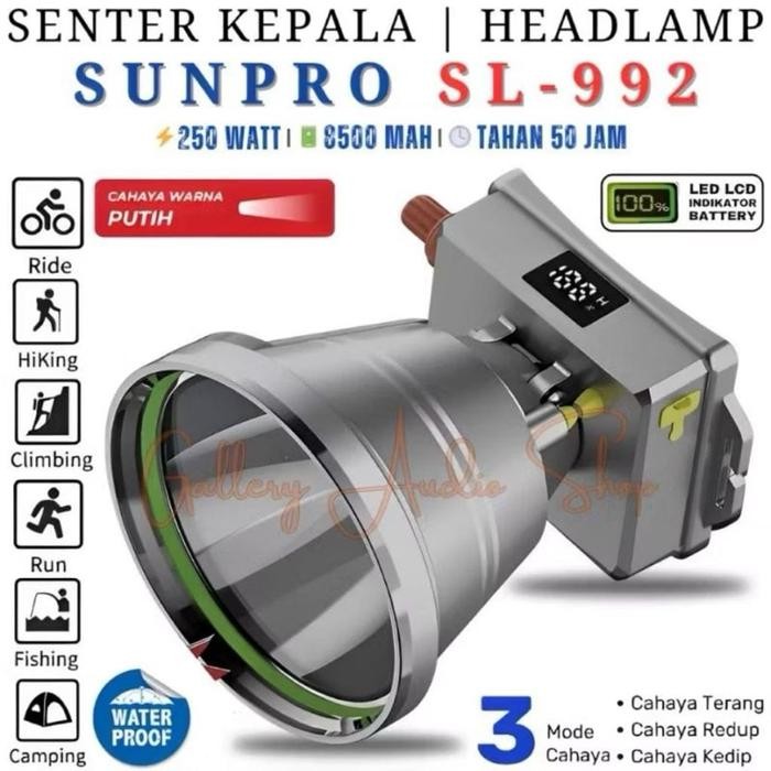 [ COD bayar di tempat ] promo Lampu senter led Kepala SUNPRO SL-992 250 Watt | Lampu senter led Kepa
