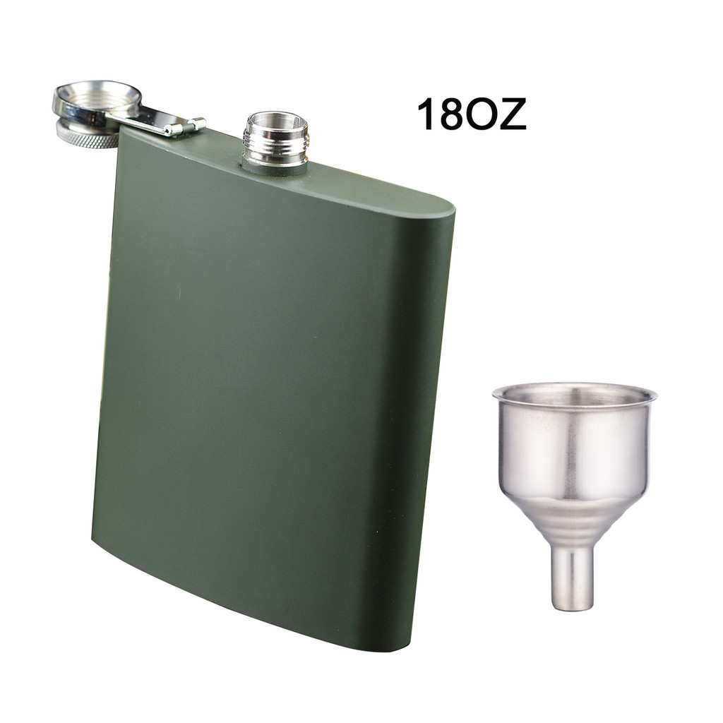 BIG flask 18oz 500ML  Stainless Steel Liquor Hip Flask with Screw Down Cap Black color or Sliver col