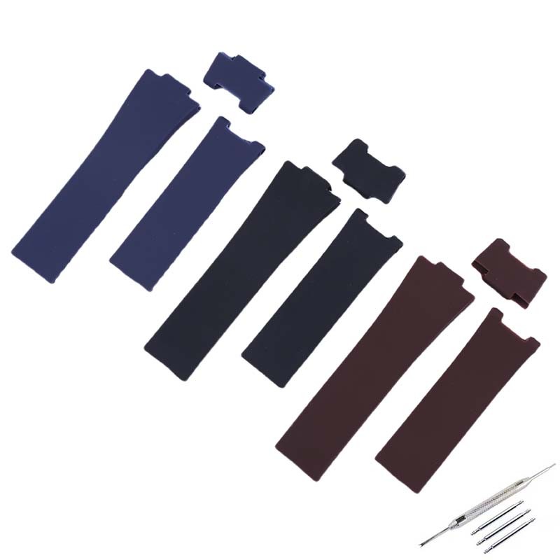 Men's rubber watch strap accessory 25mmx12mm compatible for Athens Ulysse Nardin Observatory Nautica