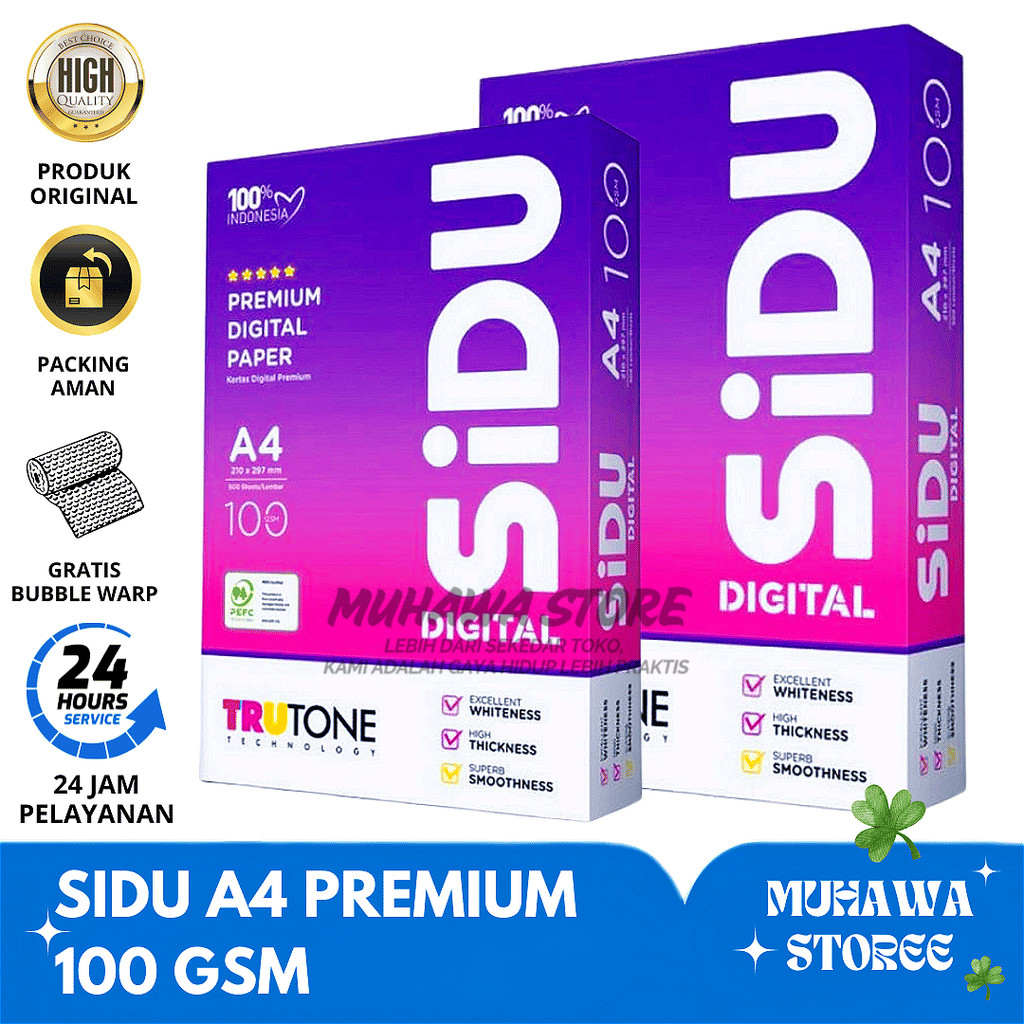 

Sidu Kertas Hvs A4 100gr Copier 1 Rim (500 Lembar) Kertas Fotocopy - KERTAS SIDU DIGITAL PREMIUM