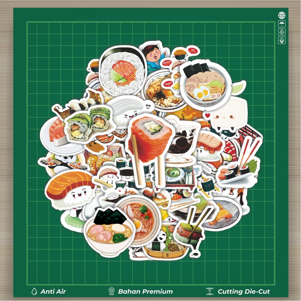

HOT 50 PCS STIKER Stiker Food Series Japan Cuisine Illustration [Ilustrasi Masakan Jepang Seri Makanan] Stiker Fashion Cars Decal Dingin Kartu Album Custom Vinyl Anti Air- Sticker Aesthetic Buku Journal Koper Casing HP Tablet Laptop Helm Motor Botol Minum