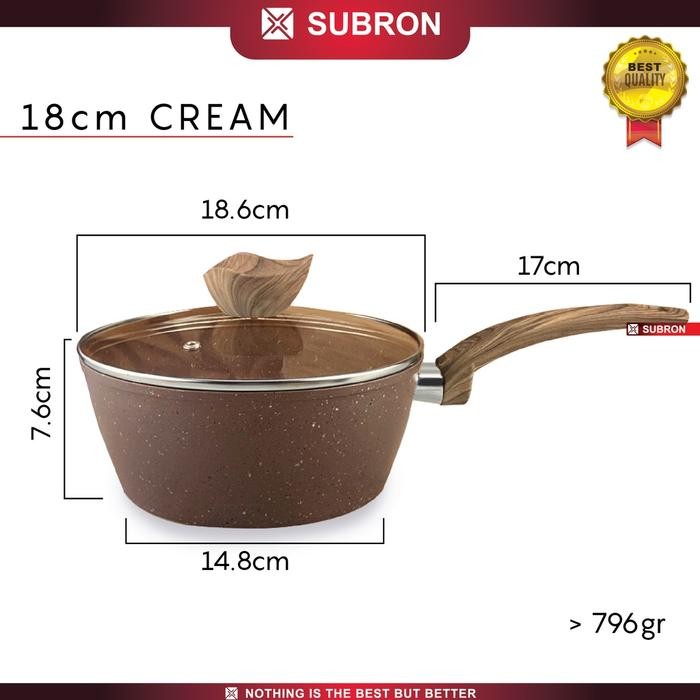 SUBRON Milk Pot Panci Susu 18cm 20cm Teflon Anti Lengket - 18CREAM Subron Panci - Panci Susu Panci S