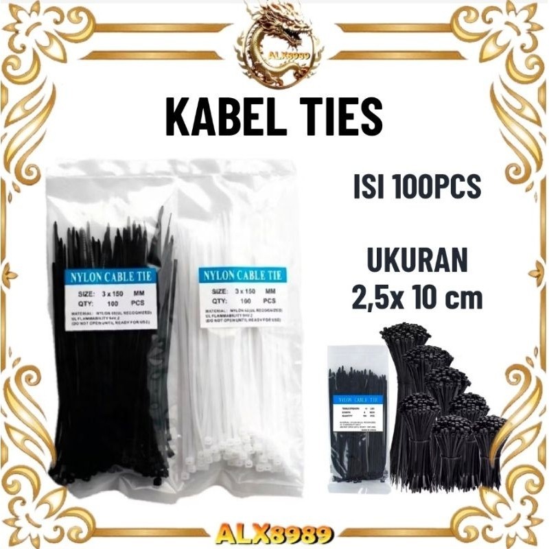 

Kabel Ties / Kabel Tie / Cable Tis / Kabel Tis / Nylon Cable Tie 2,5mm × 100mm / 10cm Serbaguna Hitam Putih Warna Warni