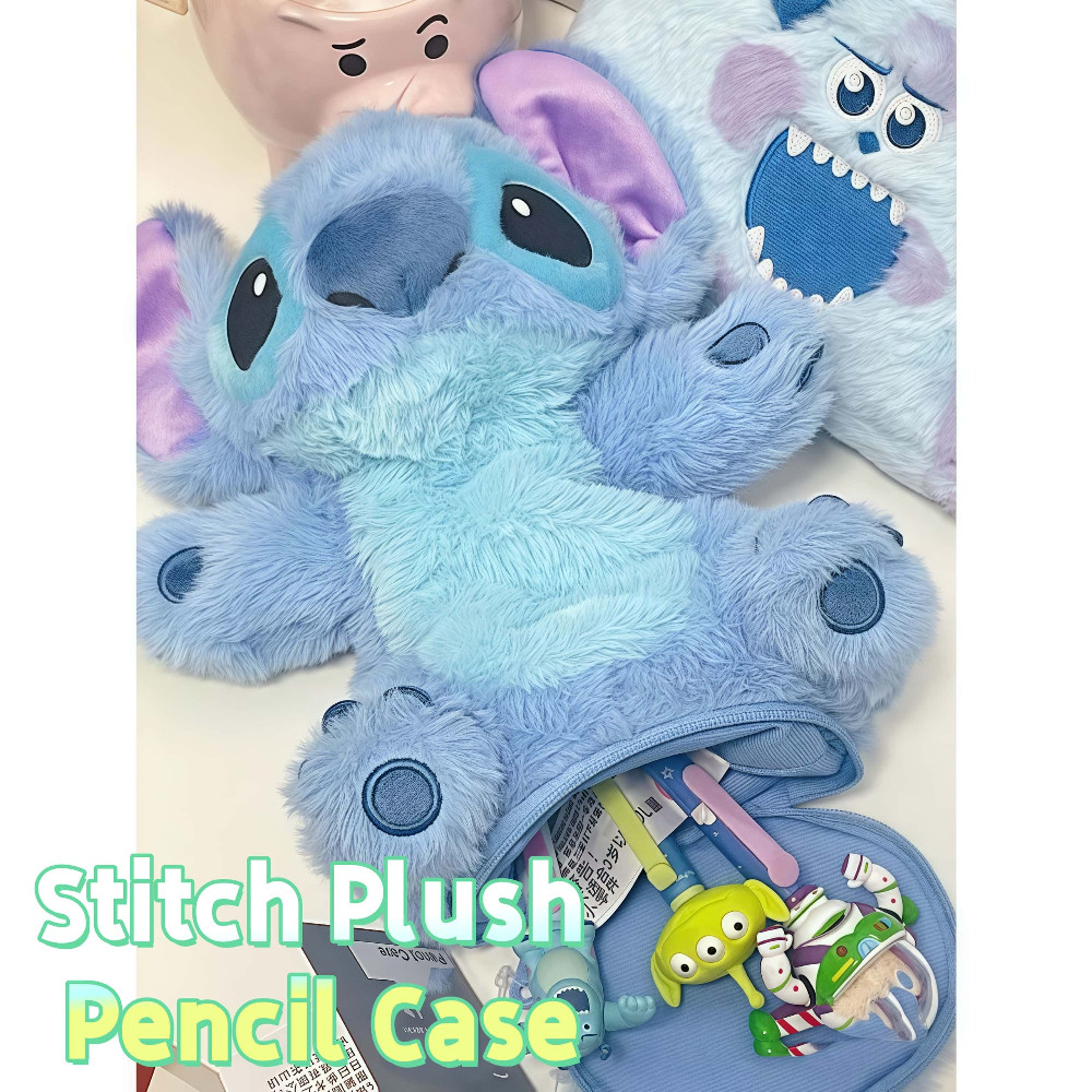 

Stitch Plush Pencil Case Adorable Lilo and Stitch Kawaii Style Cute Fluffy Pen Holder Organizer Desktop Storage Giftable Toy
